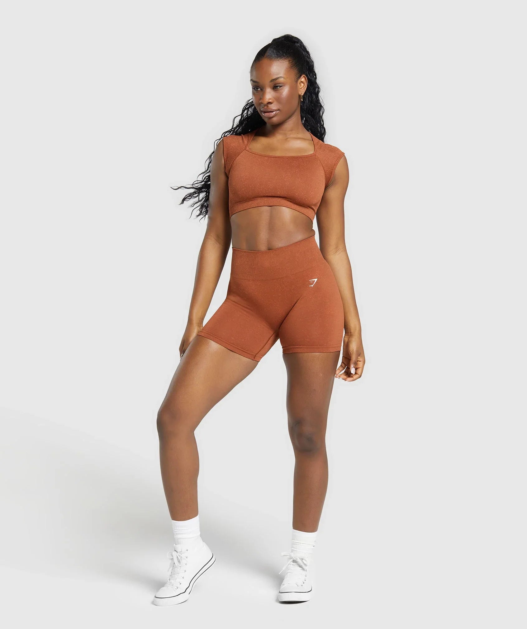 Short Sculpt Form Sem Costura – Marrom / Laranja Terracota